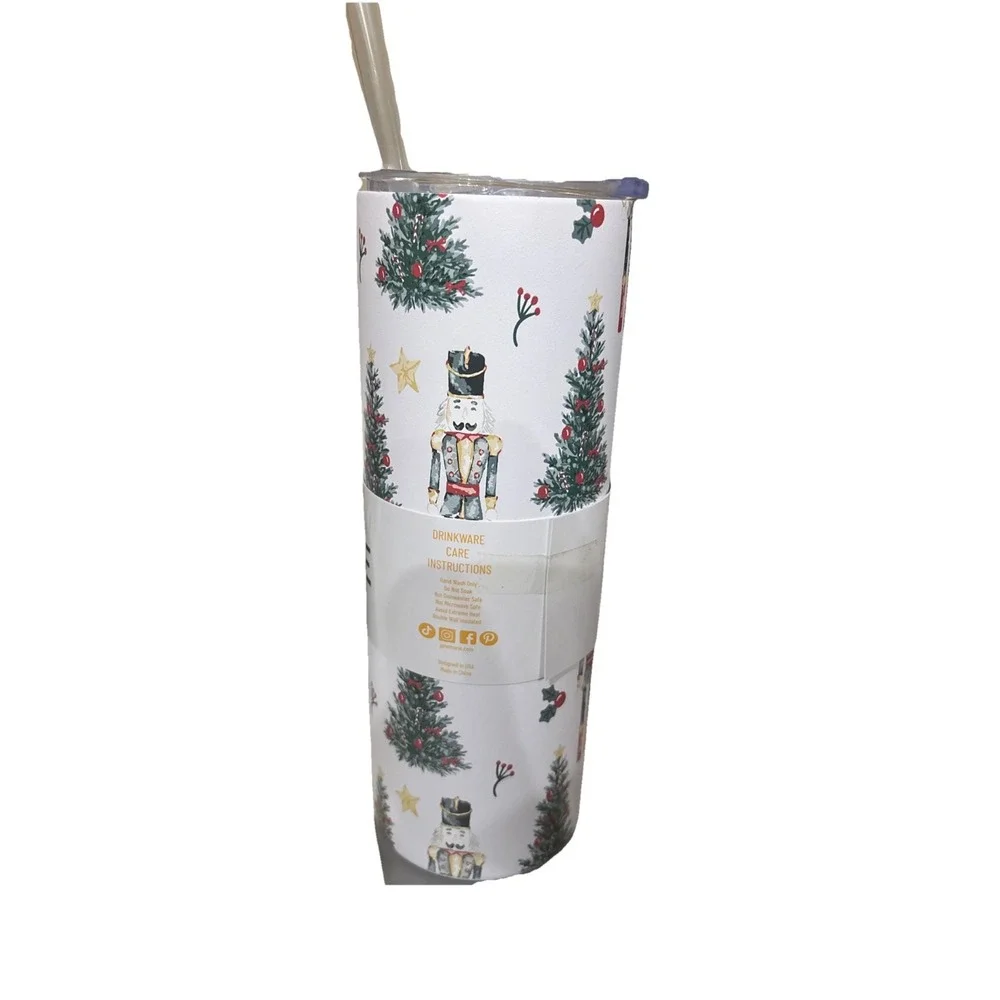 NWT Jane Marie Holiday Drinkware 20oz Skinny Tumbler With Straw